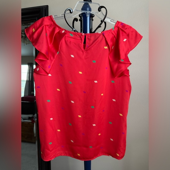 Apostrophe Women's Red Ruffle Sleeve Blouse, Size Large - Picture 8 of 8